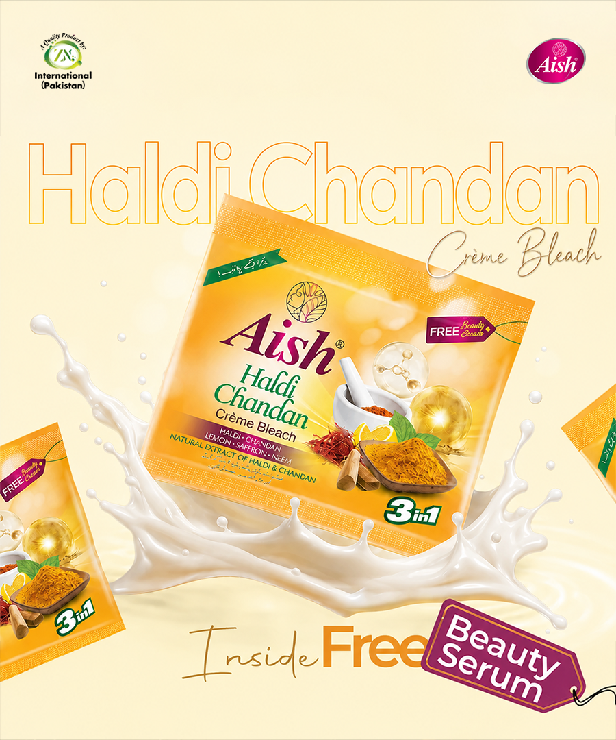 AISH HALDI CHANDAN BLEACH CREAM SACHET - FOR CLEAR & GLOWING SKIN 33GM