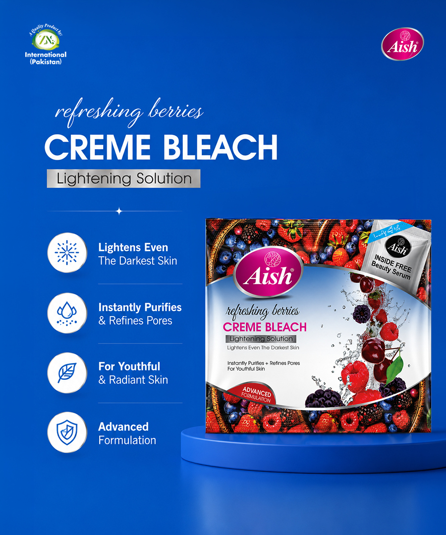 AISH BERRIES BLEACH CREAM SHACHET -  FOR BRIGHTER FACIAL GLOW 33GM