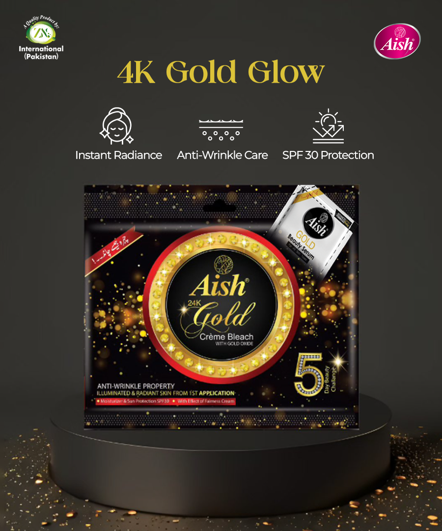 AISH 24K GOLD BLEACH CREAM SACHET - FOR LUXURIOUS RADIANCE 33GM