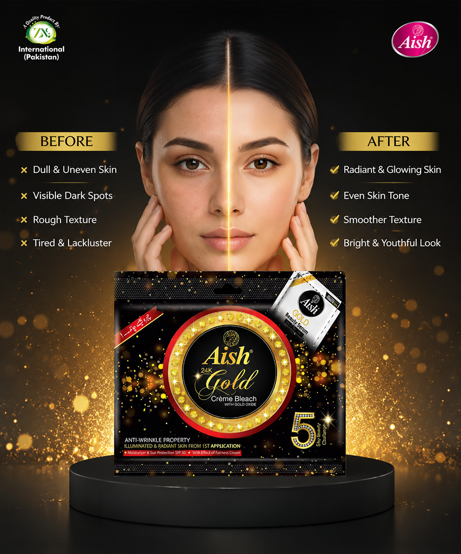 AISH 24K GOLD BLEACH CREAM SACHET - FOR LUXURIOUS RADIANCE 33GM