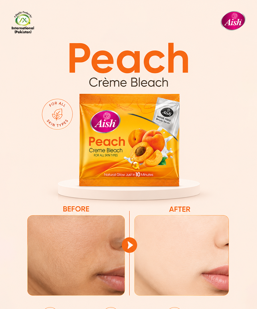 AISH PEACH BLEACH CREAM SACHET - FOR SOFT & GLOWING SKIN 33GM