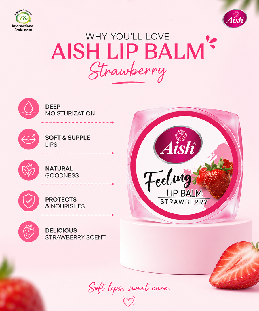 AISH STRAWBERRY LIP BALM - FOR SOFT, SMOOTH & MOISTURIZED LIPS