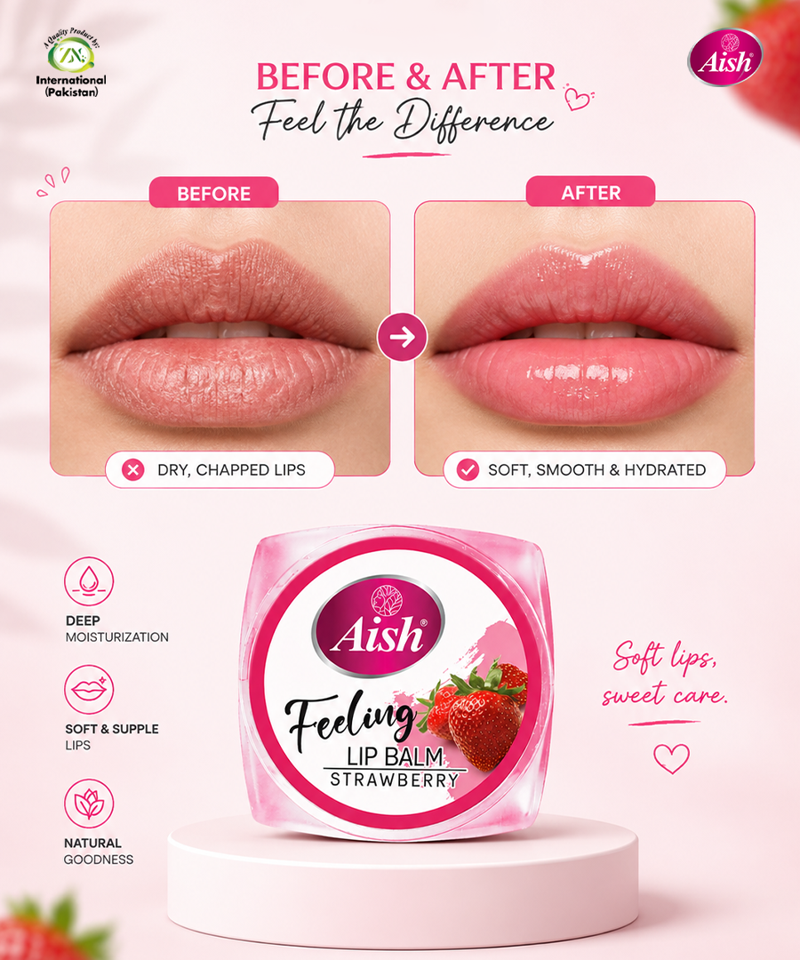 AISH STRAWBERRY LIP BALM - FOR SOFT, SMOOTH & MOISTURIZED LIPS